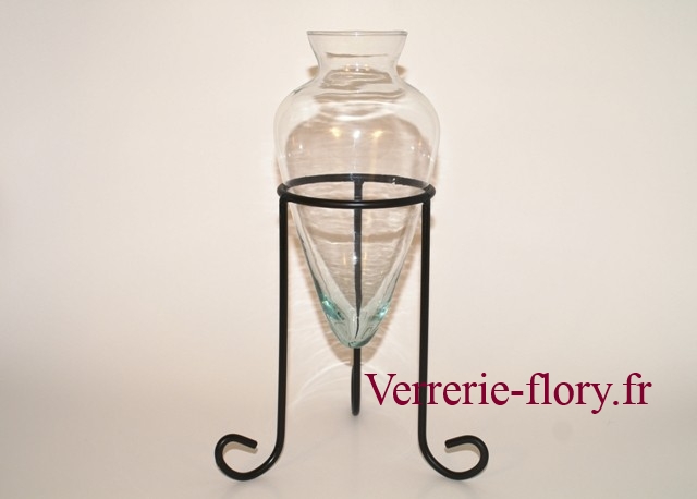 amphore en verre souffl support 3 pieds 