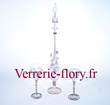 coffret verre et carafe fleur